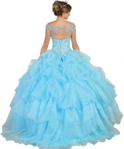 May Queen - Embellished Illusion Off-Shoulder Ruffled Quinceanera Ballgown Formal Gowns