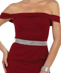 Formal Gowns May Queen - Embellished Off-Shoulder Sheath Homecoming Dress