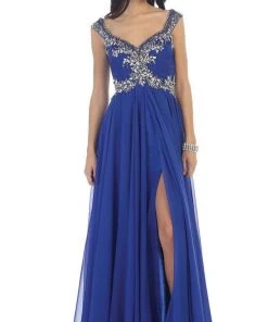 Formal Gowns May Queen - Embellished V-neck A-line Prom Dress