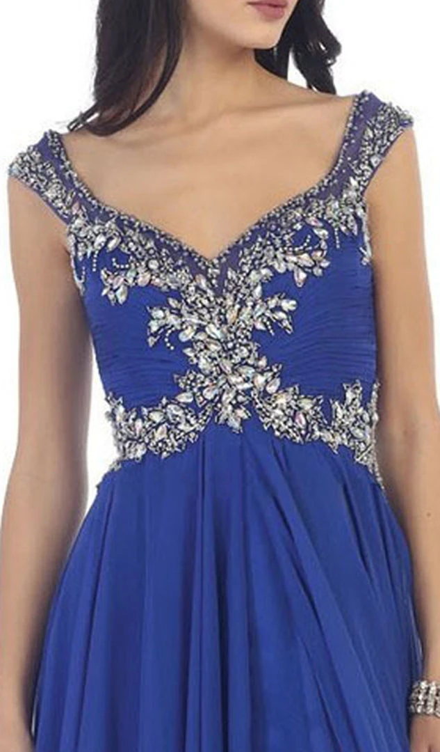 Formal Gowns May Queen - Embellished V-neck A-line Prom Dress 4 Formal Gowns May Queen - Embellished V-neck A-line Prom Dress