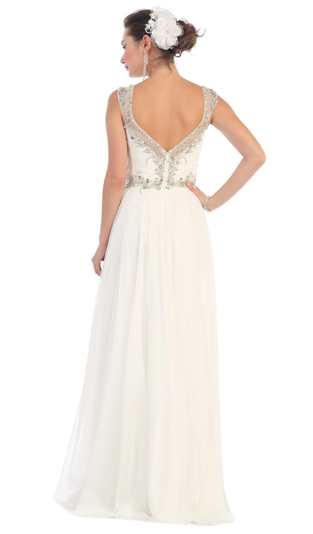 Formal Gowns May Queen - Embellished V-neck A-line Prom Dress 6 Formal Gowns May Queen - Embellished V-neck A-line Prom Dress