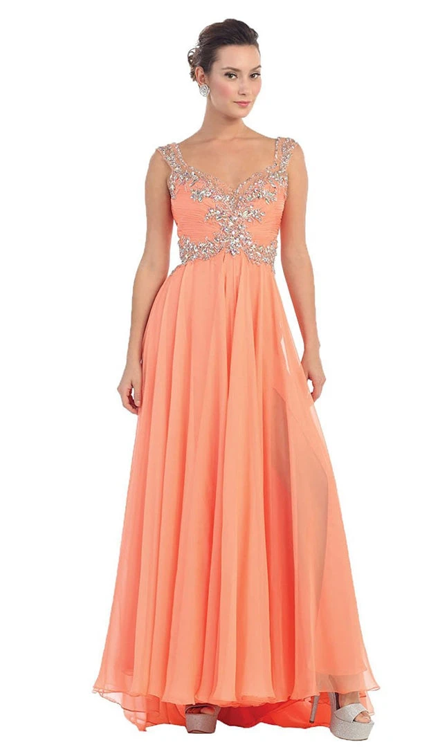 Formal Gowns May Queen - Embellished V-neck A-line Prom Dress 10 Formal Gowns May Queen - Embellished V-neck A-line Prom Dress