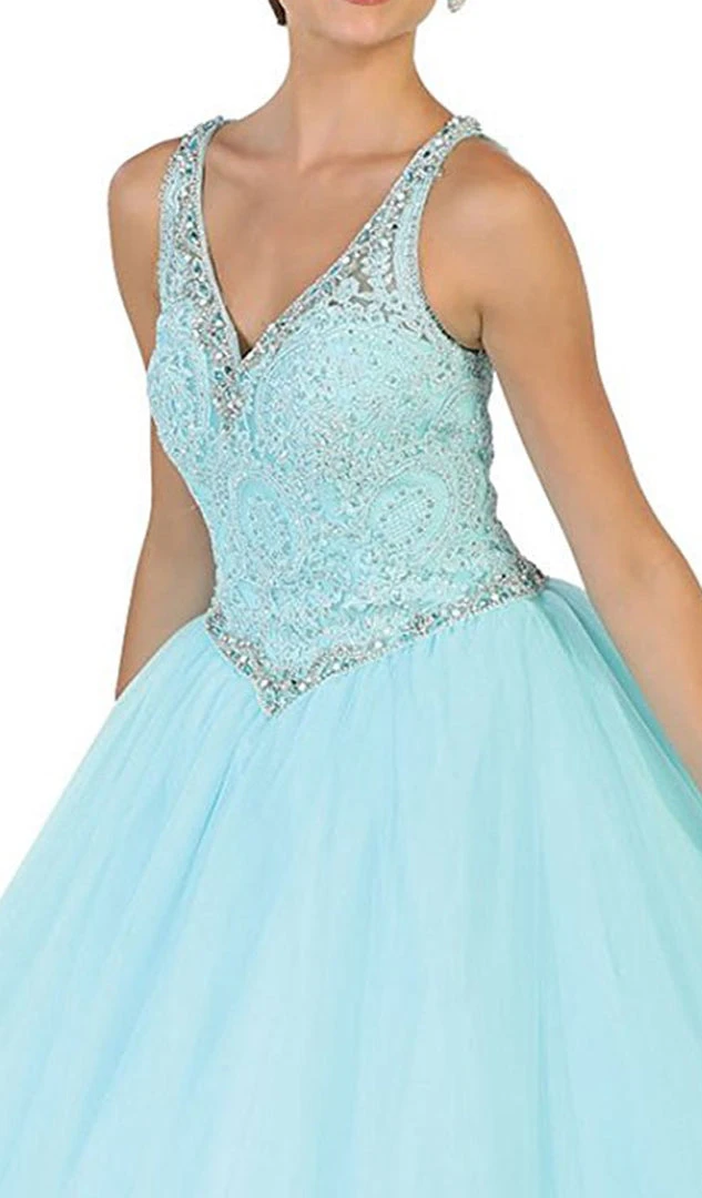 Formal Gowns May Queen - Embellished V-neck Evening Gown 4 Formal Gowns May Queen - Embellished V-neck Evening Gown