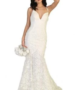 Formal Gowns May Queen - Embroidered Applique Trumpet Dress RQ7811 - 1 Pc Dark Blue/Nude In Size 16 Available 7 Formal Gowns May Queen - Embroidered Applique Trumpet Dress RQ7811 - 1 Pc Dark Blue/Nude In Size 16 Available