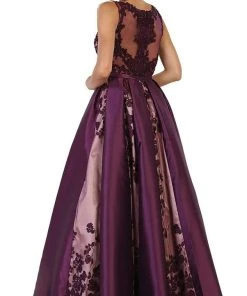 Formal Gowns May Queen - Embroidered Sleeveless Mesh Satin Evening Gown