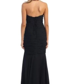 May Queen - Fashionable Embellished Strapless Ruched Bodice Long Dress