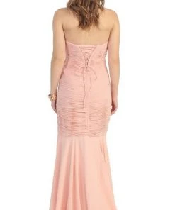 May Queen - Fashionable Embellished Strapless Ruched Bodice Long Dress