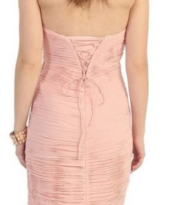 May Queen - Fashionable Embellished Strapless Ruched Bodice Long Dress