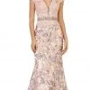 May Queen - Floral Appliqued Deep V-neck Mermaid Mother Of The Bride Gown