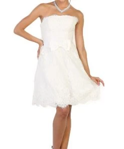 May Queen - Floral Embroidered Strapless Cocktail Dress