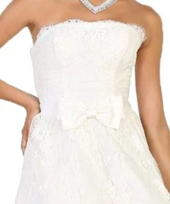 May Queen - Floral Embroidered Strapless Cocktail Dress