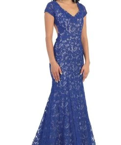 May Queen - Floral Fitted Cutout Trumpet Evening Dress Formal Gowns 21 May Queen - Floral Fitted Cutout Trumpet Evening Dress Formal Gowns