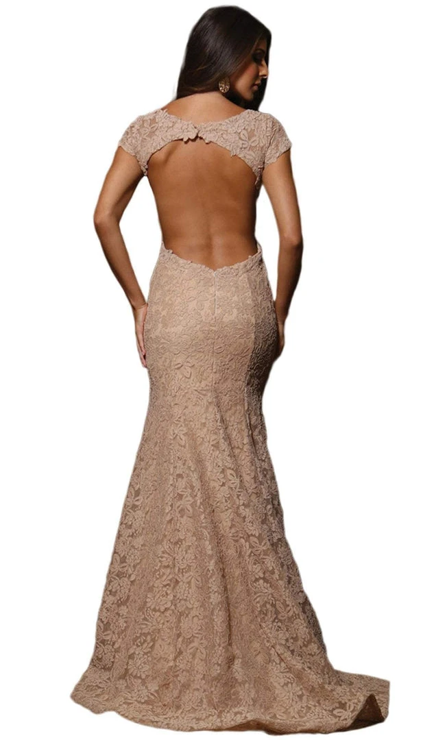 May Queen - Floral Fitted Cutout Trumpet Evening Dress Formal Gowns 12 May Queen - Floral Fitted Cutout Trumpet Evening Dress Formal Gowns