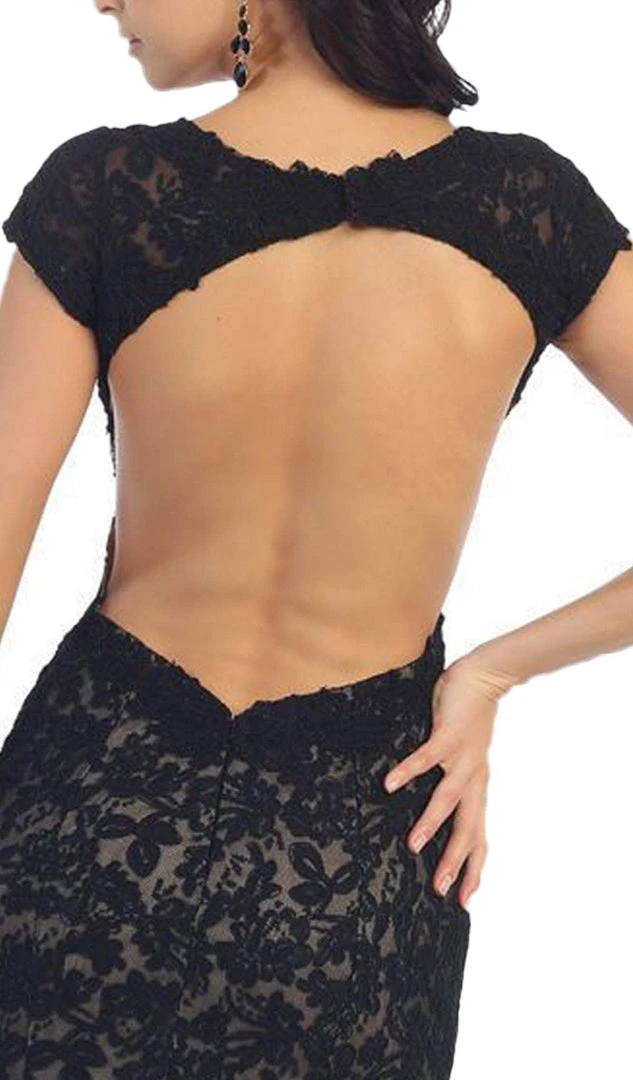 May Queen - Floral Fitted Cutout Trumpet Evening Dress Formal Gowns 6 May Queen - Floral Fitted Cutout Trumpet Evening Dress Formal Gowns