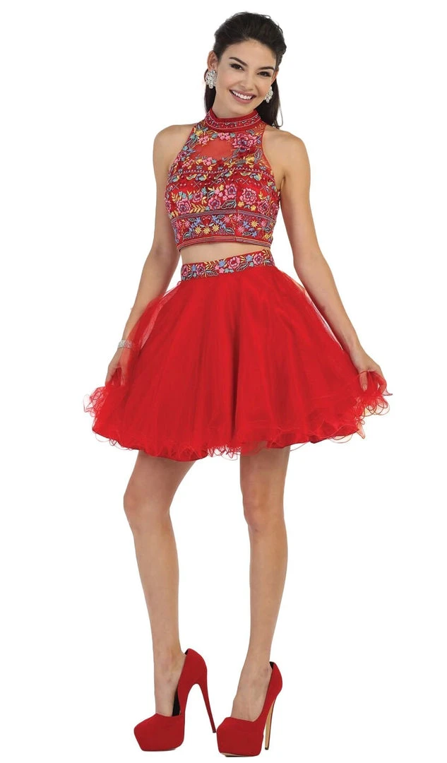 Cocktail Dresses May Queen - Floral Halter A-line Cocktail Dress 5 Cocktail Dresses May Queen - Floral Halter A-line Cocktail Dress