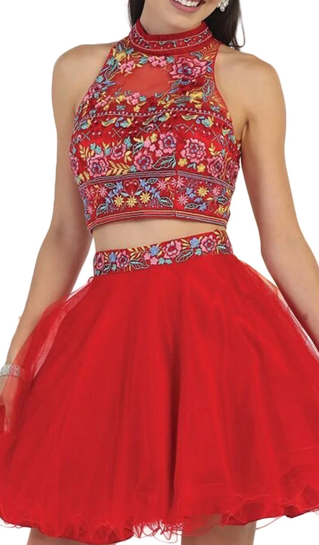 Cocktail Dresses May Queen - Floral Halter A-line Cocktail Dress 7 Cocktail Dresses May Queen - Floral Halter A-line Cocktail Dress