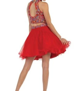 Cocktail Dresses May Queen - Floral Halter A-line Cocktail Dress 14 Cocktail Dresses May Queen - Floral Halter A-line Cocktail Dress