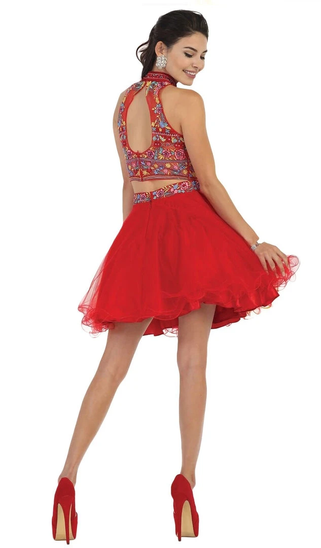 Cocktail Dresses May Queen - Floral Halter A-line Cocktail Dress 6 Cocktail Dresses May Queen - Floral Halter A-line Cocktail Dress