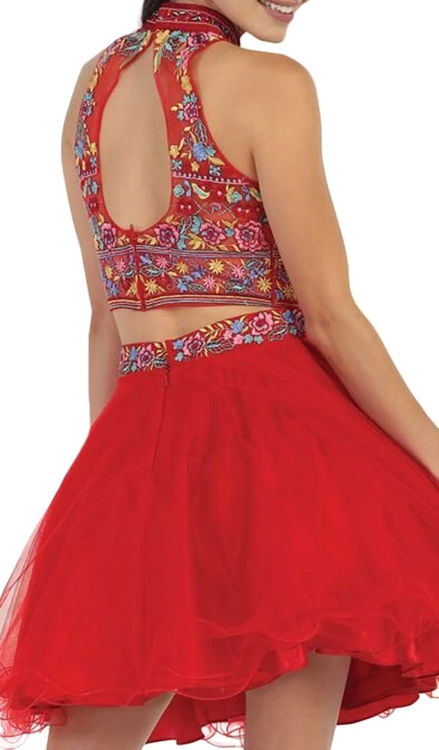 Cocktail Dresses May Queen - Floral Halter A-line Cocktail Dress 8 Cocktail Dresses May Queen - Floral Halter A-line Cocktail Dress