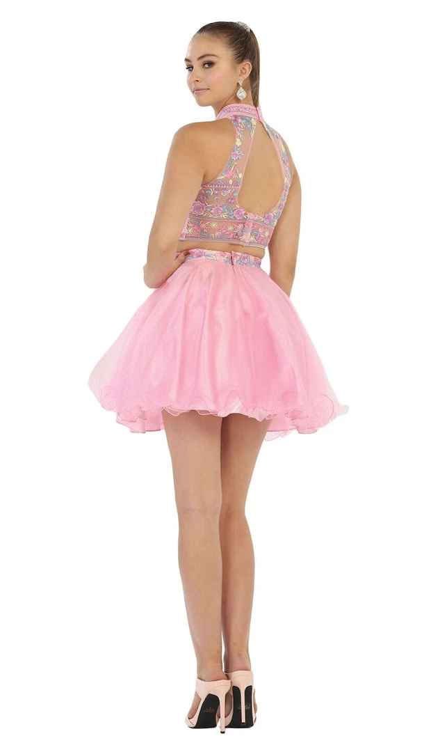 Cocktail Dresses May Queen - Floral Halter A-line Cocktail Dress 4 Cocktail Dresses May Queen - Floral Halter A-line Cocktail Dress