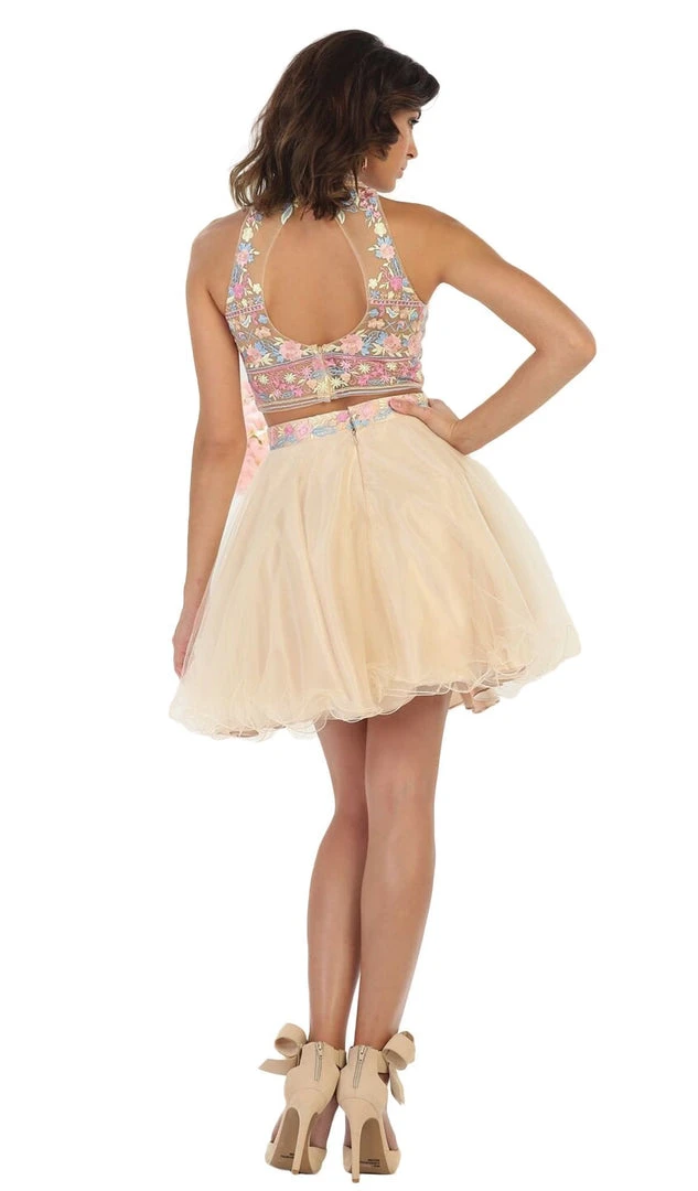 Cocktail Dresses May Queen - Floral Halter A-line Cocktail Dress 10 Cocktail Dresses May Queen - Floral Halter A-line Cocktail Dress