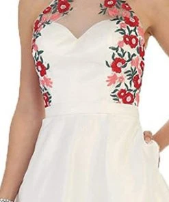 May Queen - Floral Illusion Halter A-line Cocktail Dress Cocktail Dresses