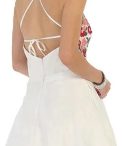 May Queen - Floral Illusion Halter A-line Cocktail Dress Cocktail Dresses