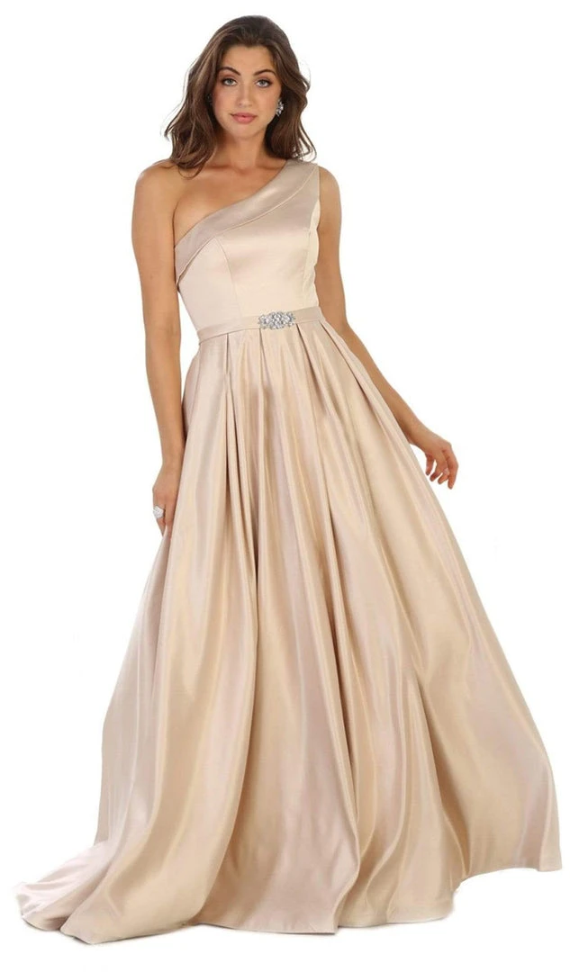 Formal Gowns May Queen - Foldover Asymmetric A-line Evening Dress 11 Formal Gowns May Queen - Foldover Asymmetric A-line Evening Dress