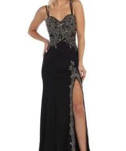 May Queen - Gilded Filigree High Slit Long Gown MQ1633
