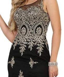 May Queen - Gilt Lace Illusion Scoop Trumpet Dress RQ7546 - 1 Pc Burgundy In Size 12 Available Formal Gowns