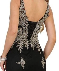 May Queen - Gilt Lace Illusion Scoop Trumpet Dress RQ7546 - 1 Pc Burgundy In Size 12 Available Formal Gowns