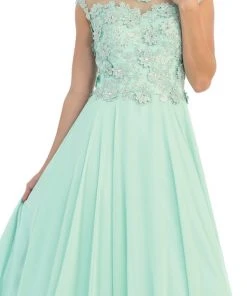 Formal Gowns May Queen - Gorgeous Lace Applique Chiffon Prom Dress
