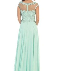 Formal Gowns May Queen - Gorgeous Lace Applique Chiffon Prom Dress
