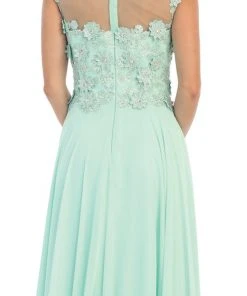 Formal Gowns May Queen - Gorgeous Lace Applique Chiffon Prom Dress