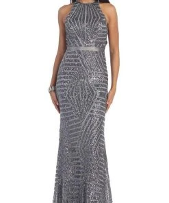 May Queen - Halter Neck Full-length Embellished Sheath Prom Dress 15 May Queen - Halter Neck Full-length Embellished Sheath Prom Dress