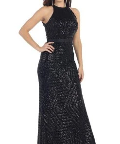 May Queen - Halter Neck Full-length Embellished Sheath Prom Dress 17 May Queen - Halter Neck Full-length Embellished Sheath Prom Dress