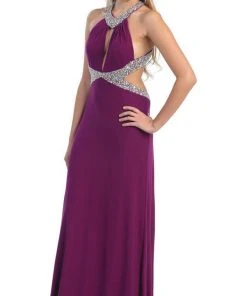 May Queen - High Halter Keyhole Cutout Prom Gown Formal Gowns