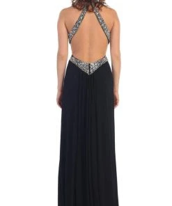May Queen - High Halter Keyhole Cutout Prom Gown Formal Gowns