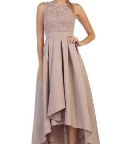 May Queen - High Low Illusion Jewel A-line Evening Dress MQ1411 Formal Gowns