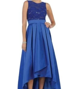 May Queen - High Low Illusion Jewel A-line Evening Dress MQ1411 Formal Gowns 12 May Queen - High Low Illusion Jewel A-line Evening Dress MQ1411 Formal Gowns