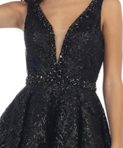 May Queen - Illusion Plunging Sleeveless Cocktail Dress Cocktail Dresses