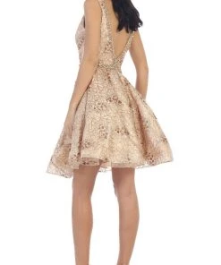 May Queen - Illusion Plunging Sleeveless Cocktail Dress Cocktail Dresses