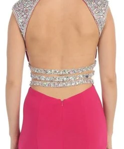 May Queen - Jewel Embellished Sheath Evening Dress Formal Gowns