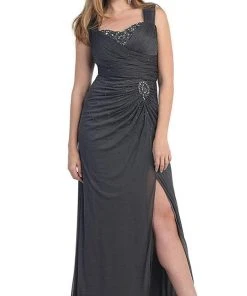 May Queen - Jeweled Ruched Sweetheart High Slit Prom Dress 14 May Queen - Jeweled Ruched Sweetheart High Slit Prom Dress