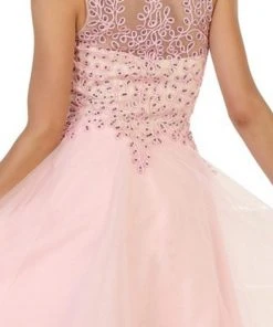 May Queen - Jeweled V-neck A-line Cocktail Dress