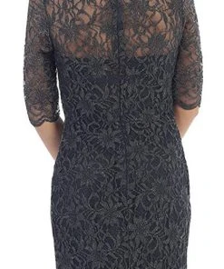 May Queen - Lace Adorned Quarter Sleeve Mermaid Evening Dress 17 May Queen - Lace Adorned Quarter Sleeve Mermaid Evening Dress