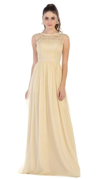 May Queen - Lace Cap Sleeve Bateau A-line Dress MQ1590 - 1 Pc Champagne In Size 20 Available 3 May Queen - Lace Cap Sleeve Bateau A-line Dress MQ1590 - 1 Pc Champagne In Size 20 Available