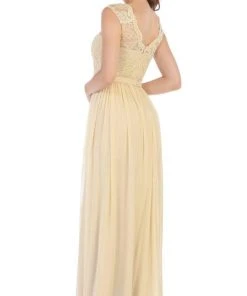 May Queen - Lace Cap Sleeve Bateau A-line Dress MQ1590 - 1 Pc Champagne In Size 20 Available 5 May Queen - Lace Cap Sleeve Bateau A-line Dress MQ1590 - 1 Pc Champagne In Size 20 Available