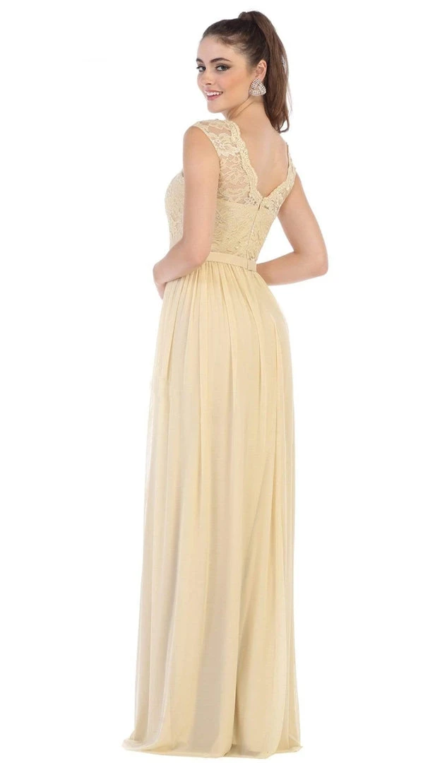 May Queen - Lace Cap Sleeve Bateau A-line Dress MQ1590 - 1 Pc Champagne In Size 20 Available 4 May Queen - Lace Cap Sleeve Bateau A-line Dress MQ1590 - 1 Pc Champagne In Size 20 Available