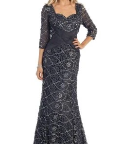 Formal Gowns May Queen - Lace Crisscrossed Shirring Mermaid Evening Gown